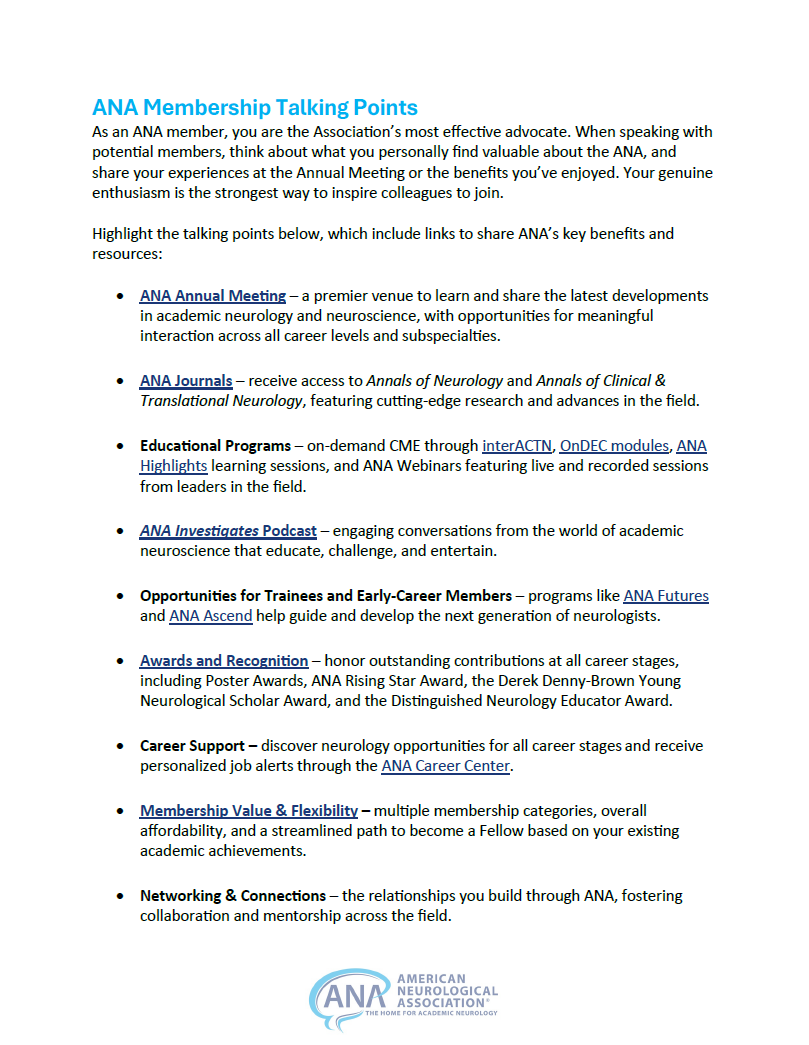 ANA Membership Talking Points